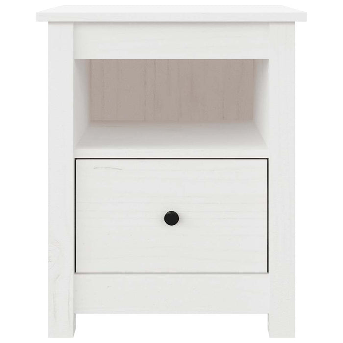 Comodini 2 pz-Set di 2 Tavolino da notte Bianchi 40x35x49 cm in Legno Massello di Pino
