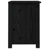 Comodino Nero 40x35x49 cm in Legno Massello di Pino 813717