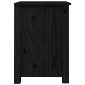 Comodino Nero 40x35x49 cm in Legno Massello di Pino 813717