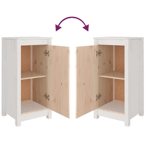 Credenza Bianca 39x35x80 cm in Legno Massello di Pino 813726