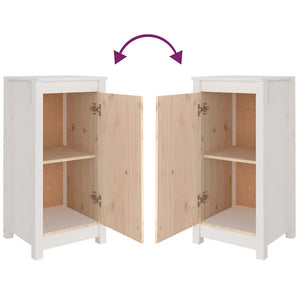 Credenze 2 pz Bianche 39x35x80 cm in Legno Massello di Pino 813727
