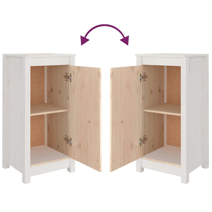 Credenze 2 pz Bianche 39x35x80 cm in Legno Massello di Pino 813727