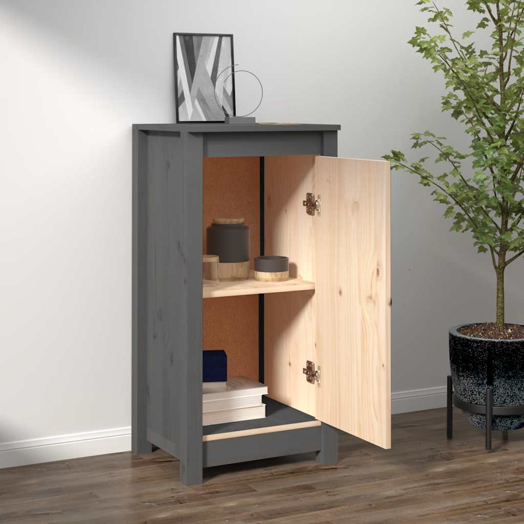 Credenza Grigia 39x35x80 cm in Legno Massello di Pino 813728