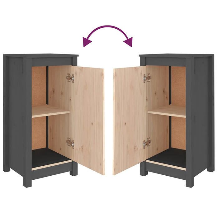 Credenza Grigia 39x35x80 cm in Legno Massello di Pino 813728