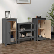 Credenze 2 pz Grigie 40x35x80 cm in Legno Massello di Pino cod mxl 19542
