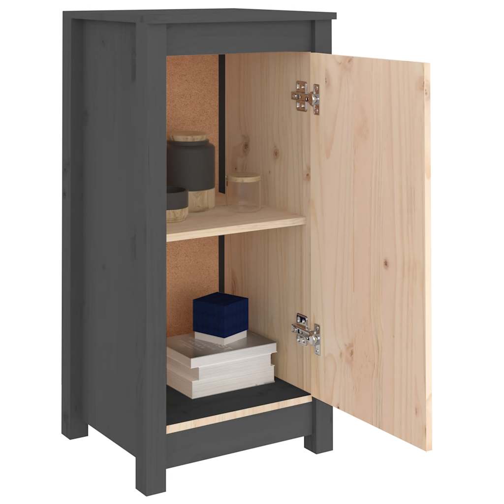 Credenze 2 pz Grigie 39x35x80 cm in Legno Massello di Pino 813729