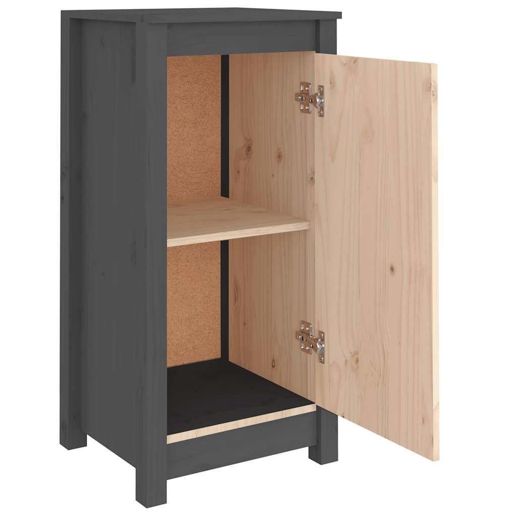 Credenze 2 pz Grigie 40x35x80 cm in Legno Massello di Pino cod mxl 19542