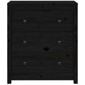 Credenza Nera 70x35x80 cm in Legno Massello di Pino 813738