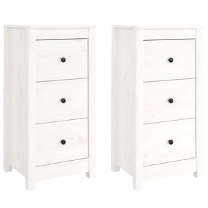 Credenze 2 pz Bianche 40x35x80 cm in Legno Massello di Pino 813742