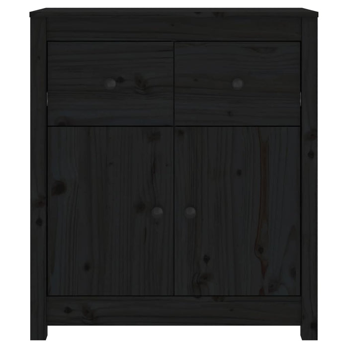 Credenza Nera 70x35x80 cm in Legno Massello di Pino 813753