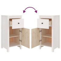 Credenza Bianca 40x35x80 cm in Legno Massello di Pino 813756