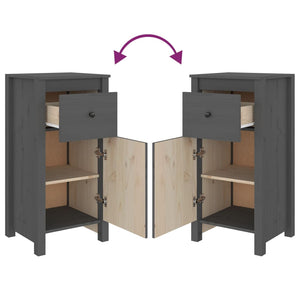 Credenze 2 pz Grigie 40x35x80 cm in Legno Massello di Pino 813759