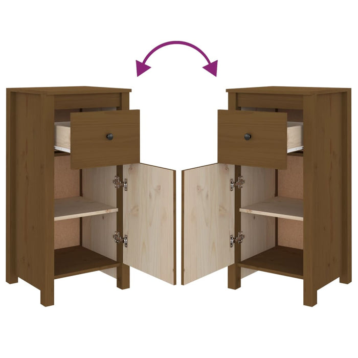 Credenza Marrone Ambrato 40x35x80 cm in Legno Massello di Pino 813760