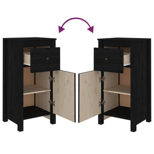 Credenze 2 pz Nere 40x35x80 cm in Legno Massello di Pino 813763