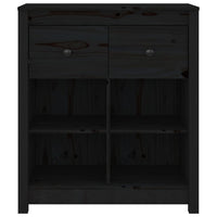 Credenza Nera 70x35x80 cm in Legno Massello di Pino 813768
