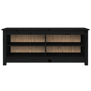 Scarpiera Nera 110x38x45,5 cm in Legno Massello di Pino 813778