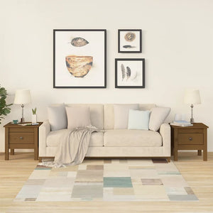 Tavolini 2 pz Ambrati 40x40x39 cm Legno Massello di Pino 813791