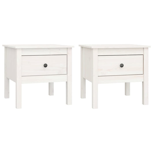 Tavolini 2 pz Bianchi 50x50x49 cm Legno Massello di Pino 813797