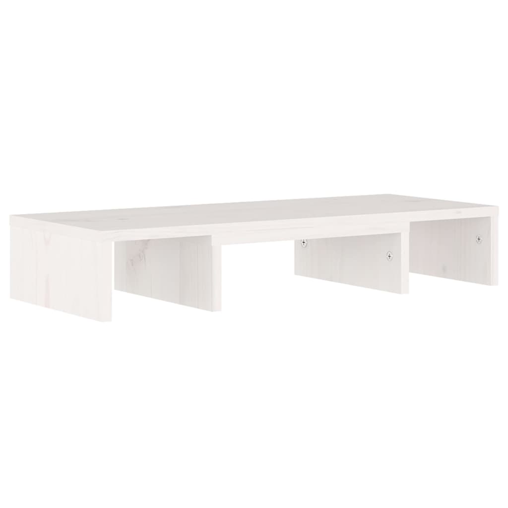 Supporto per Monitor Bianco 60x24x10,5cm Legno Massello di Pino 813935