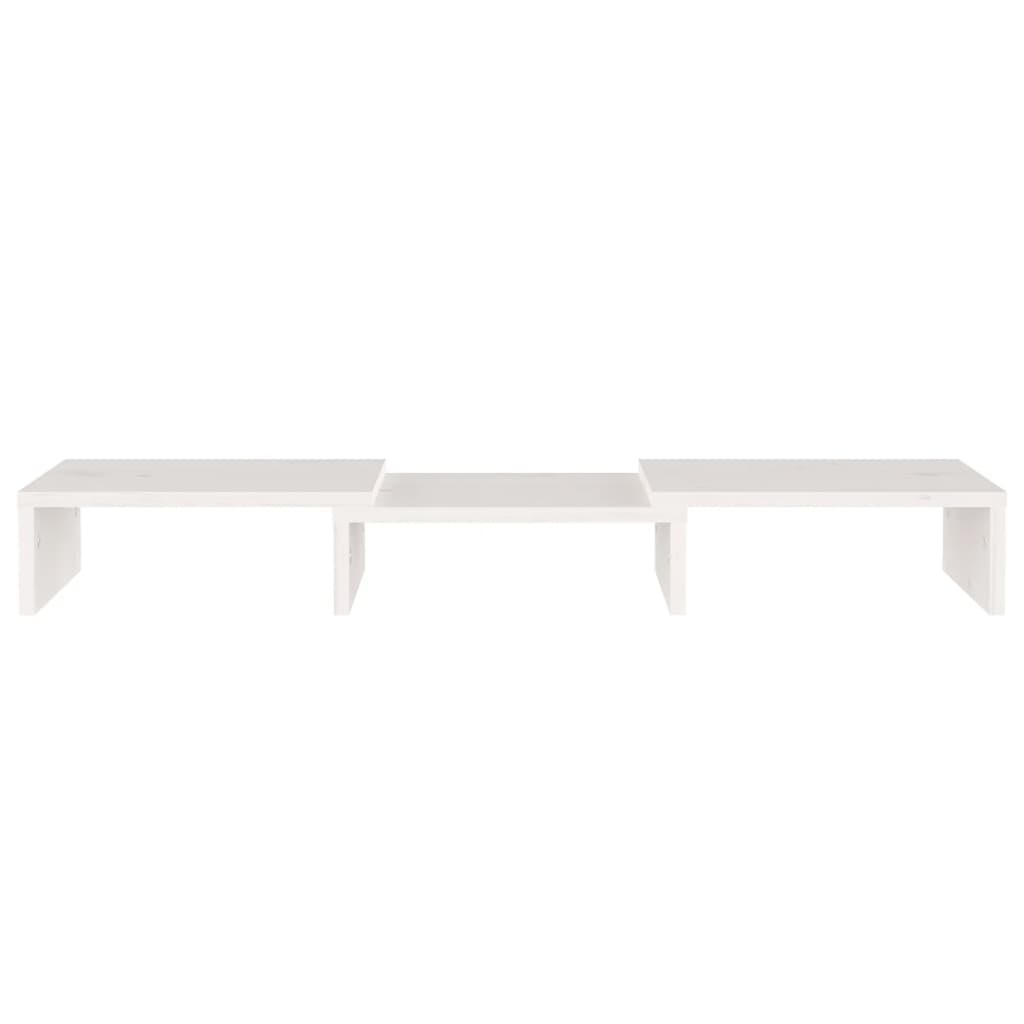 Supporto per Monitor Bianco 60x24x10,5cm Legno Massello di Pino 813935