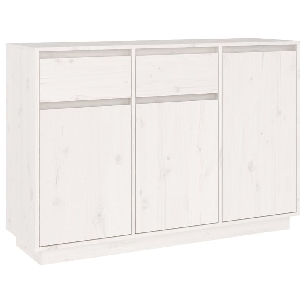 Credenza Bianca 110x34x75 cm in Legno Massello di Pino 814330