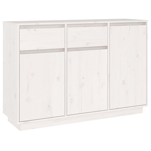 Credenza Bianca 110x34x75 cm in Legno Massello di Pino 814330