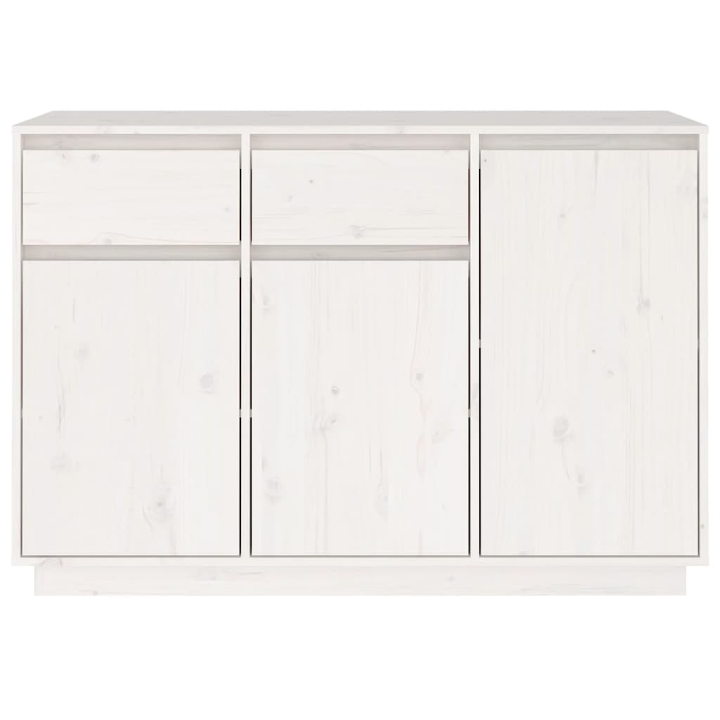 Credenza Bianca 110x34x75 cm in Legno Massello di Pino 814330