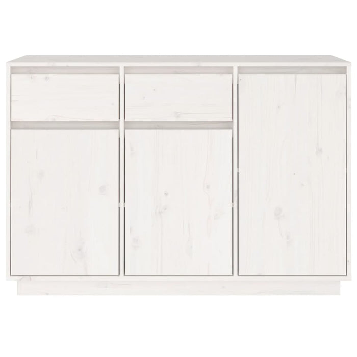 Credenza Bianca 110x34x75 cm in Legno Massello di Pino 814330