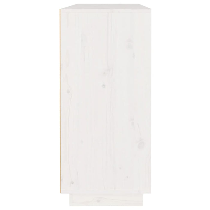 Credenza Bianca 110x34x75 cm in Legno Massello di Pino 814330
