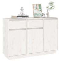 Credenza Bianca 110x34x75 cm in Legno Massello di Pino 814330