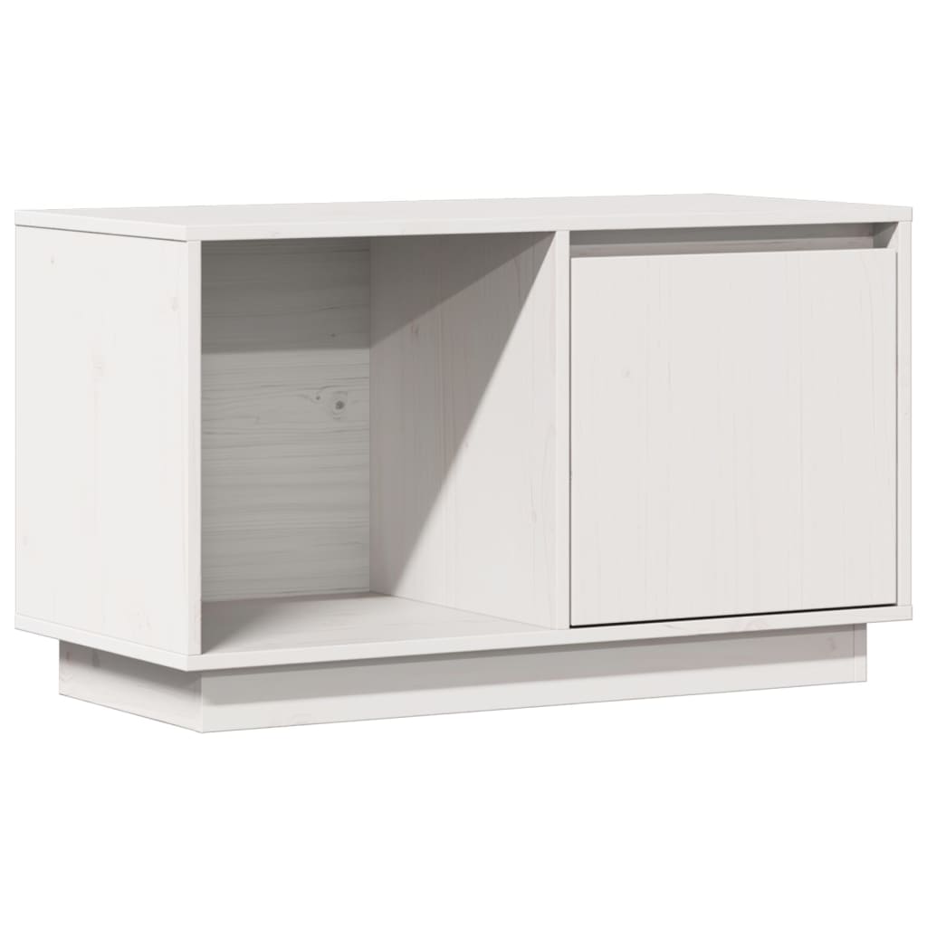 Mobile Porta TV Bianco 74x35x44 cm in Legno Massello di Pino