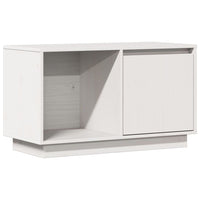 Mobile Porta TV Bianco 74x35x44 cm in Legno Massello di Pino