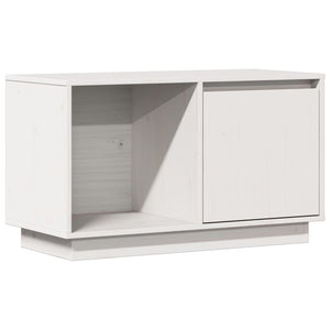 Mobile Porta TV Bianco 74x35x44 cm in Legno Massello di Pino