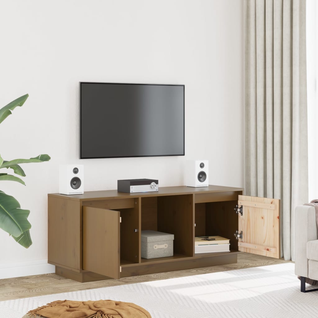 Mobile TV Miele 110,5x35x44 cm in Legno Massello di Pino