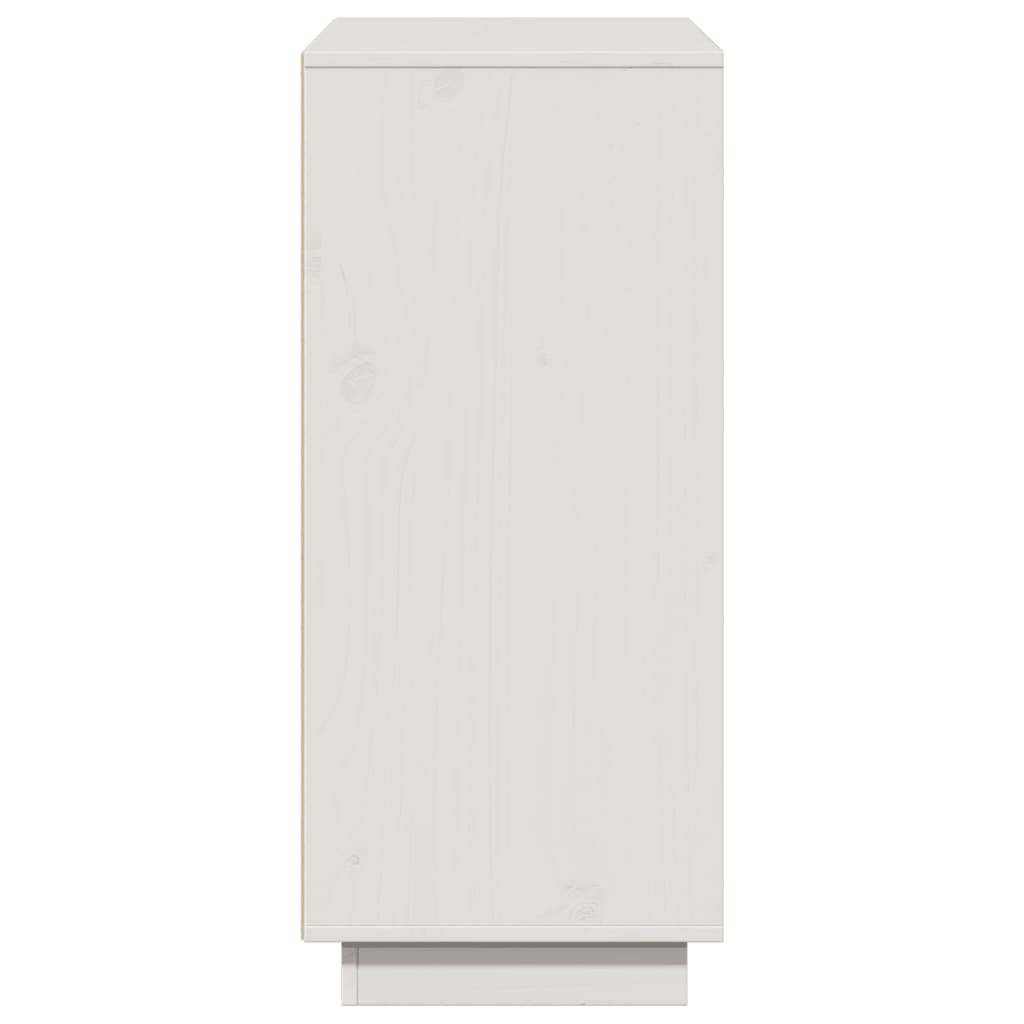 Credenza Bianca 110,5x35x80 cm in Legno Massello di Pino 814355