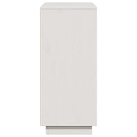 Credenza Bianca 110,5x35x80 cm in Legno Massello di Pino 814355