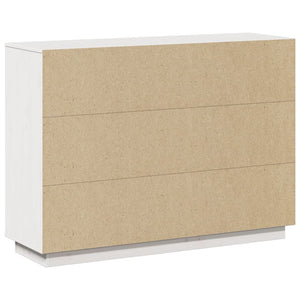 Credenza Bianca 110,5x35x80 cm in Legno Massello di Pino 814355