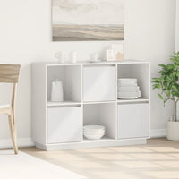 Credenza Bianca 110,5x35x80 cm in Legno Massello di Pino 814355