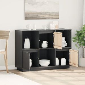 Credenza Grigia 110,5x35x80 cm in Legno Massello di Pino 814356