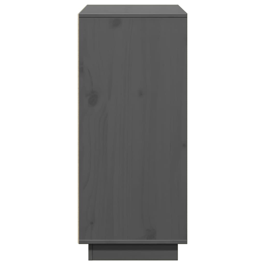 Credenza Grigia 110,5x35x80 cm in Legno Massello di Pino 814356