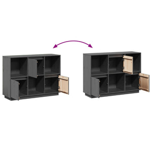 Credenza Grigia 110,5x35x80 cm in Legno Massello di Pino 814356