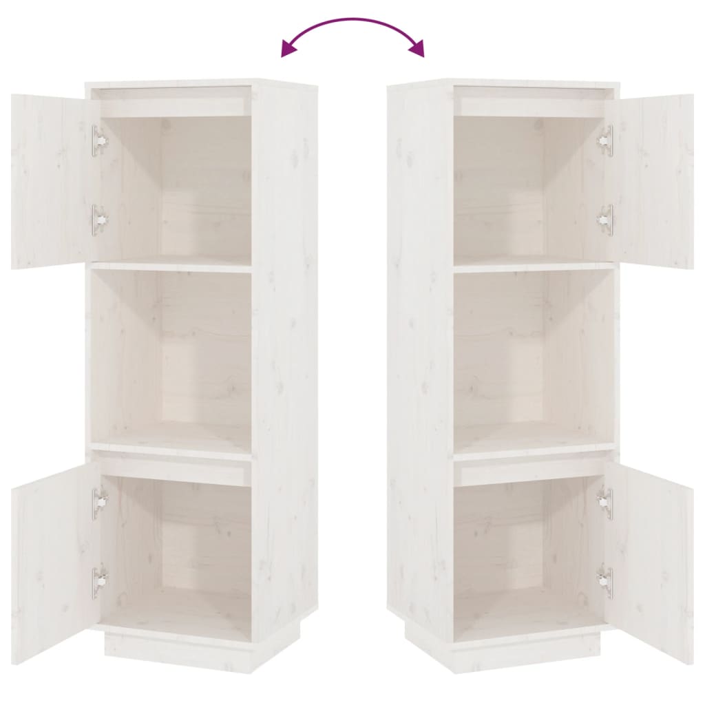 Credenza Bianca 38x35x117 cm in Legno Massello di Pino 814360