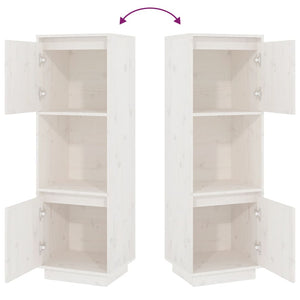 Credenza Bianca 38x35x117 cm in Legno Massello di Pino 814360