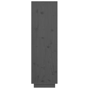 Credenza Grigia 38x35x117 cm in Legno Massello di Pino 814361