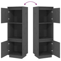 Credenza Grigia 38x35x117 cm in Legno Massello di Pino 814361