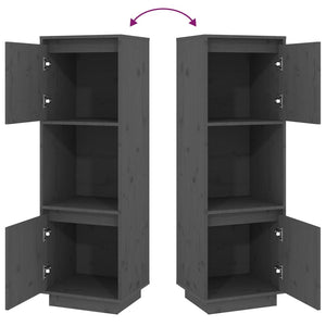 Credenza Grigia 38x35x117 cm in Legno Massello di Pino 814361