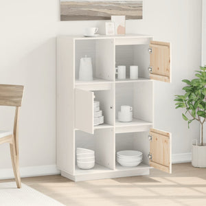 Credenza Bianca 74x35x117 cm in Legno Massello di Pino