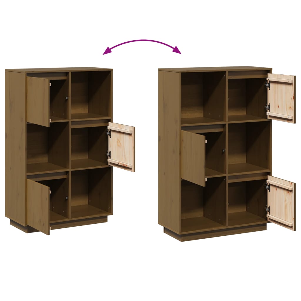 Credenza Marrone Ambrato 74x35x117 cm in Legno Massello di Pino 814367