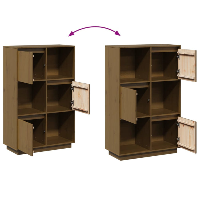 Credenza Marrone Ambrato 74x35x117 cm in Legno Massello di Pino 814367