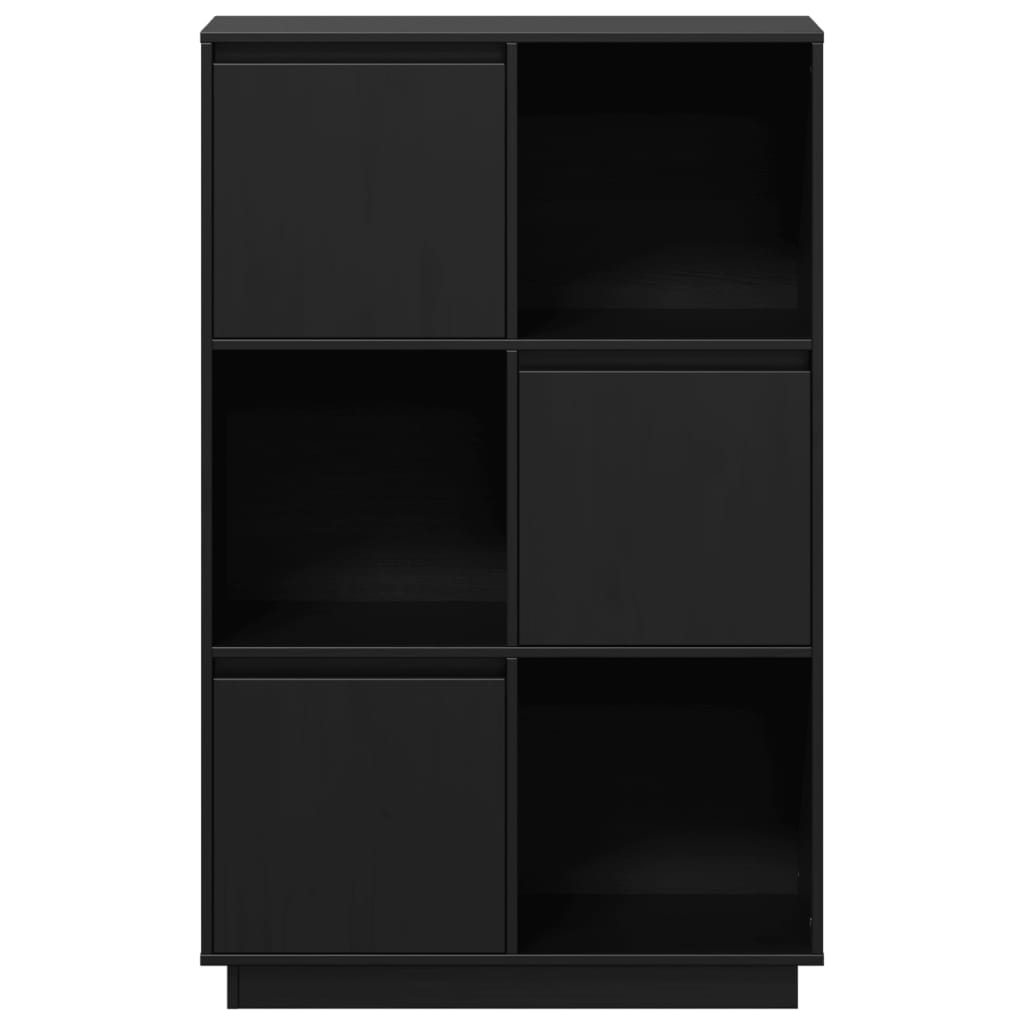 Credenza-Buffet-Armadio da cucina Nera 74x35x117 cm in Legno Massello di Pino